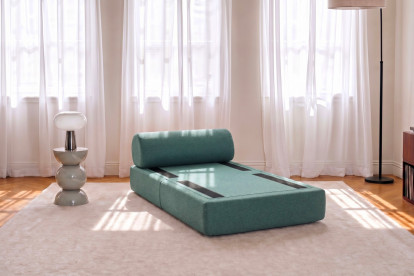 Fauteuil convertible et modulable, mousse écologique et assise ferme - Tissu lisse Vert
