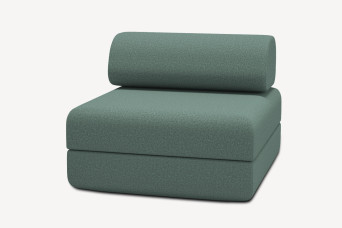 Fauteuil convertible et modulable, mousse écologique et assise ferme - Tissu lisse Vert