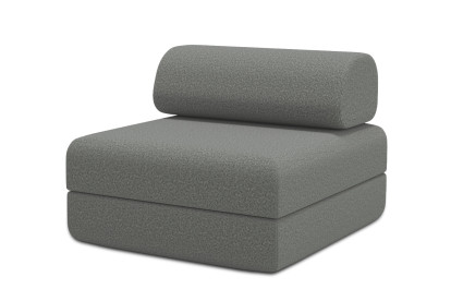 Fauteuil convertible et modulable, mousse écologique et assise ferme - Tissu lisse Gris