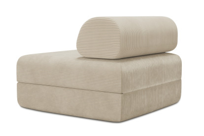 Fauteuil convertible et modulable, mousse écologique et assise ferme - Velours côtelé Beige