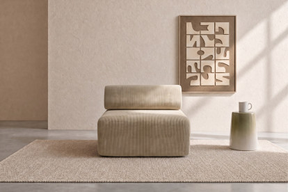 Fauteuil non convertible et modulable - Velours côtelé Beige