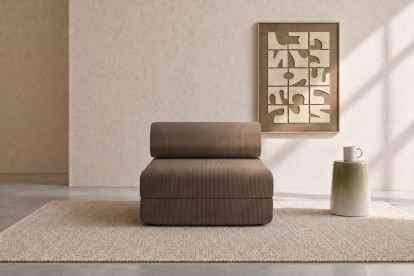 Fauteuil convertible et modulable, mousse écologique et assise ferme - Velours côtelé Taupe