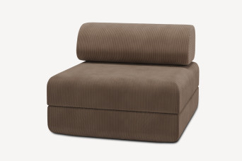 Fauteuil convertible et modulable, mousse écologique et assise ferme - Velours côtelé Taupe