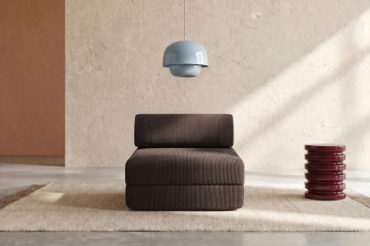 Fauteuil convertible et modulable, mousse écologique et assise ferme - Velours côtelé Marron