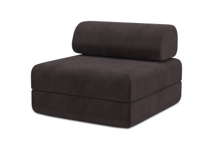 Fauteuil convertible et modulable, mousse écologique et assise ferme - Velours côtelé Marron