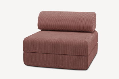 Fauteuil convertible et modulable, mousse écologique et assise ferme - Velours côtelé Rose