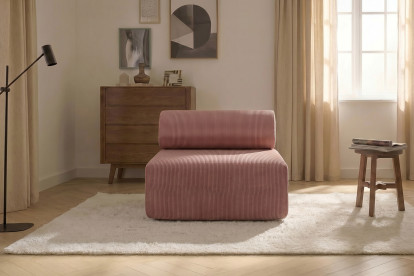 Fauteuil non convertible et modulable - Velours côtelé Rose