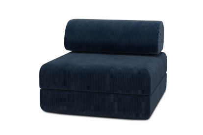 Fauteuil convertible et modulable, mousse écologique et assise ferme - Velours côtelé Bleu