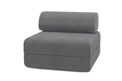 Fauteuil convertible et modulable, mousse écologique et assise ferme - Velours côtelé Gris