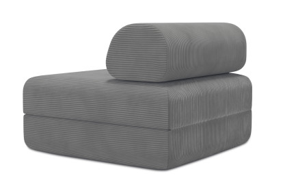 Fauteuil convertible et modulable, mousse écologique et assise ferme - Velours côtelé Gris