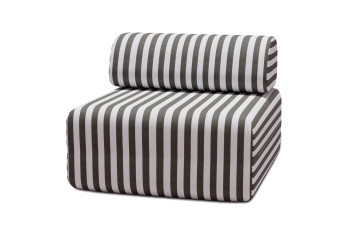 Fauteuil modulable, mousse écologique et assise ferme - Tissu extérieur à rayures, blanc et gris anthracite