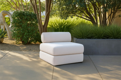 Fauteuil convertible et modulable, mousse écologique et assise ferme - Tissu extérieur Beige clair