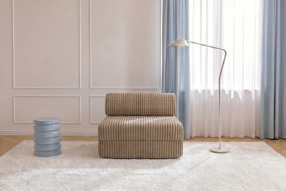 Fauteuil convertible et modulable, mousse écologique et assise ferme - Velours côtelé XL Marron