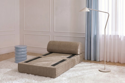 Fauteuil convertible et modulable, mousse écologique et assise ferme - Velours côtelé XL Marron