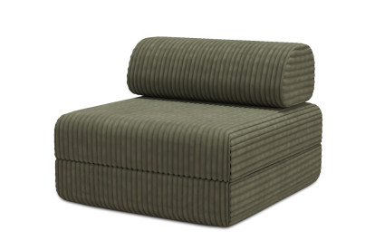 Fauteuil convertible et modulable, mousse écologique et assise ferme - Velours côtelé XL Vert