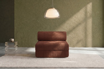Fauteuil convertible et modulable, mousse écologique et assise ferme - Velours côtelé XL Terracotta