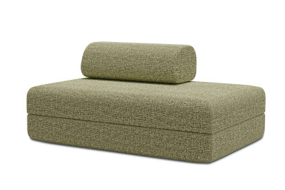 Canapé 2 places convertible et modulable, mousse écologique et assise ferme - Tissu tweed Vert