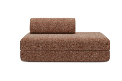 Canapé 2 places convertible et modulable, mousse écologique et assise ferme - Tissu tweed Rouge