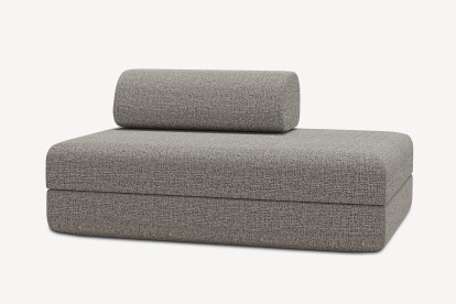 Canapé 2 places convertible et modulable, mousse écologique et assise ferme - Tissu tweed Gris
