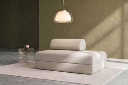 Canapé 2 places convertible et modulable, mousse écologique et assise ferme - Tissu lisse Beige