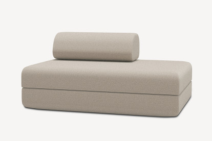 Canapé 2 places convertible et modulable, mousse écologique et assise ferme - Tissu lisse Beige
