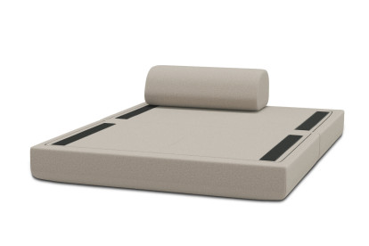 Canapé 2 places convertible et modulable, mousse écologique et assise ferme - Tissu lisse Beige