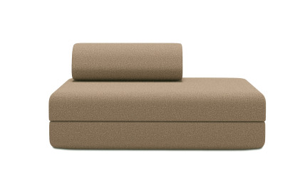 Canapé 2 places convertible et modulable, mousse écologique et assise ferme - Tissu lisse Marron