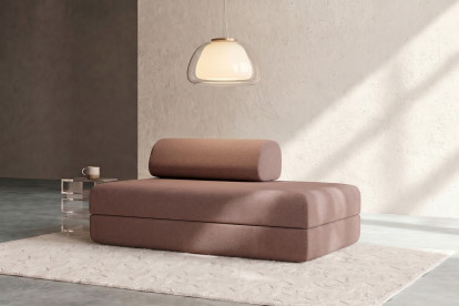 Canapé 2 places convertible et modulable, mousse écologique et assise ferme - Tissu lisse Terracotta