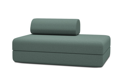 Canapé 2 places convertible et modulable, mousse écologique et assise ferme - Tissu lisse Vert