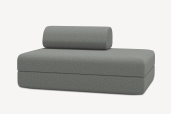 Canapé 2 places convertible et modulable, mousse écologique et assise ferme - Tissu lisse Gris