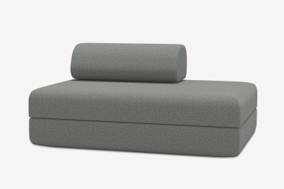 Canapé 2 places convertible et modulable, mousse écologique et assise ferme - Tissu lisse Gris