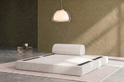 Canapé 2 places convertible et modulable, mousse écologique et assise ferme - Velours côtelé Blanc