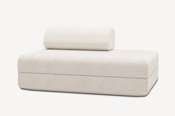 Canapé 2 places convertible et modulable, mousse écologique et assise ferme - Velours côtelé Blanc