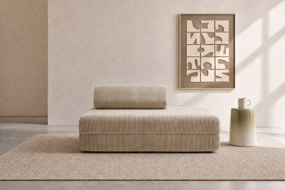 Canapé 2 places convertible et modulable, mousse écologique et assise ferme - Velours côtelé Beige