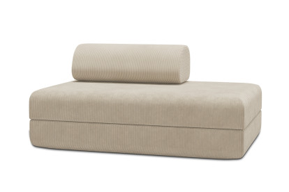 Canapé 2 places convertible et modulable, mousse écologique et assise ferme - Velours côtelé Beige