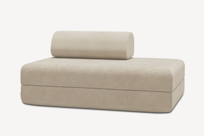 Canapé 2 places convertible et modulable, mousse écologique et assise ferme - Velours côtelé Beige