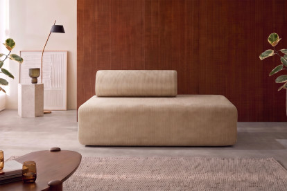Canapé 2 places non convertible et modulable - Velours côtelé Beige