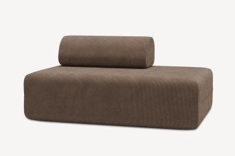 Canapé 2 places non convertible et modulable - Velours côtelé Taupe