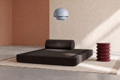 Canapé 2 places convertible et modulable, mousse écologique et assise ferme - Velours côtelé Marron