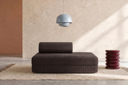 Canapé 2 places convertible et modulable, mousse écologique et assise ferme - Velours côtelé Marron