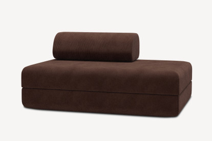Canapé 2 places convertible et modulable, mousse écologique et assise ferme - Velours côtelé Marron
