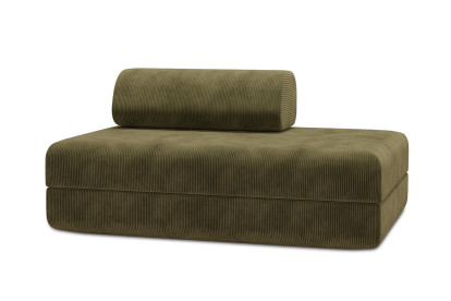 Canapé 2 places convertible et modulable, mousse écologique et assise ferme - Velours côtelé Vert