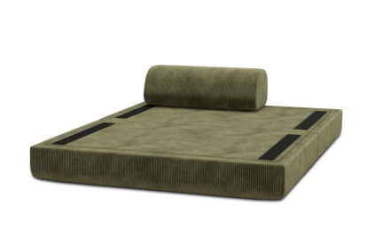 Canapé 2 places convertible et modulable, mousse écologique et assise ferme - Velours côtelé Vert