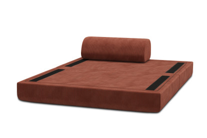 Canapé 2 places convertible et modulable, mousse écologique et assise ferme - Velours côtelé Terracotta