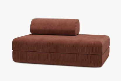Canapé 2 places convertible et modulable, mousse écologique et assise ferme - Velours côtelé Terracotta