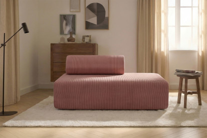 Canapé 2 places non convertible et modulable - Velours côtelé Rose