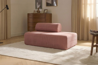 Canapé 2 places non convertible et modulable - Velours côtelé Rose