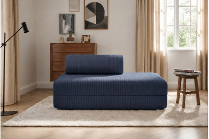 Canapé 2 places convertible et modulable, mousse écologique et assise ferme - Velours côtelé Bleu