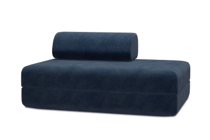 Canapé 2 places convertible et modulable, mousse écologique et assise ferme - Velours côtelé Bleu