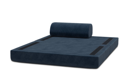 Canapé 2 places convertible et modulable, mousse écologique et assise ferme - Velours côtelé Bleu